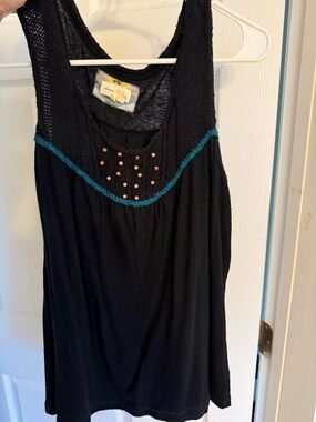 Meadow Rue (Anthropologie) Black Top with Detail Around Neck